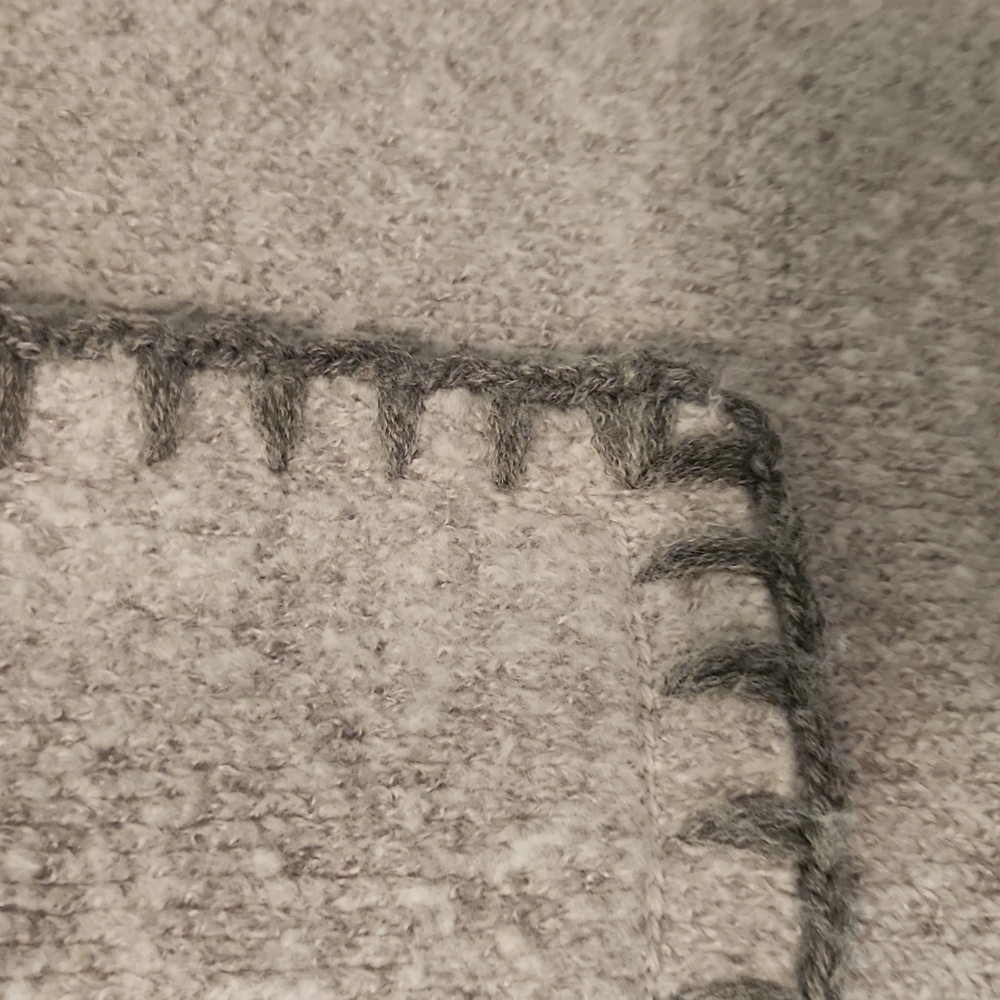 Venus long cardigan Heather grey Embroidered stitching rimmed, fringed - Picture 2 of 4
